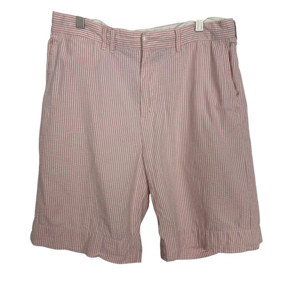 Vintage Ralph Lauren Rugby Seersucker Shorts Mens 32 Mens Pink Stripe Cotton